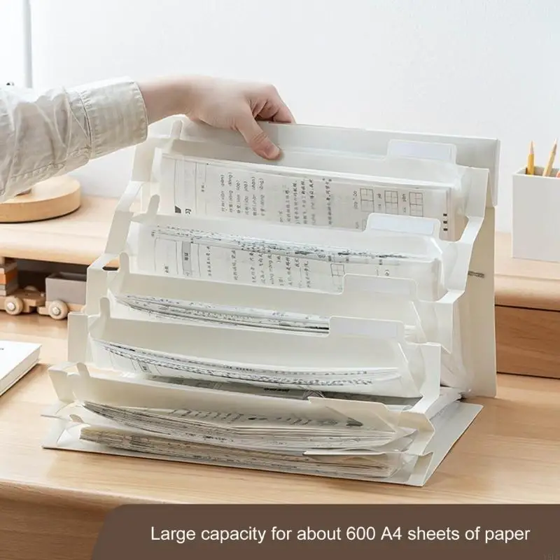 6 Pocket Wall Hanging File Folder Expanding Document Organizers with Handle Space Saving Wall Hanging Document Bag