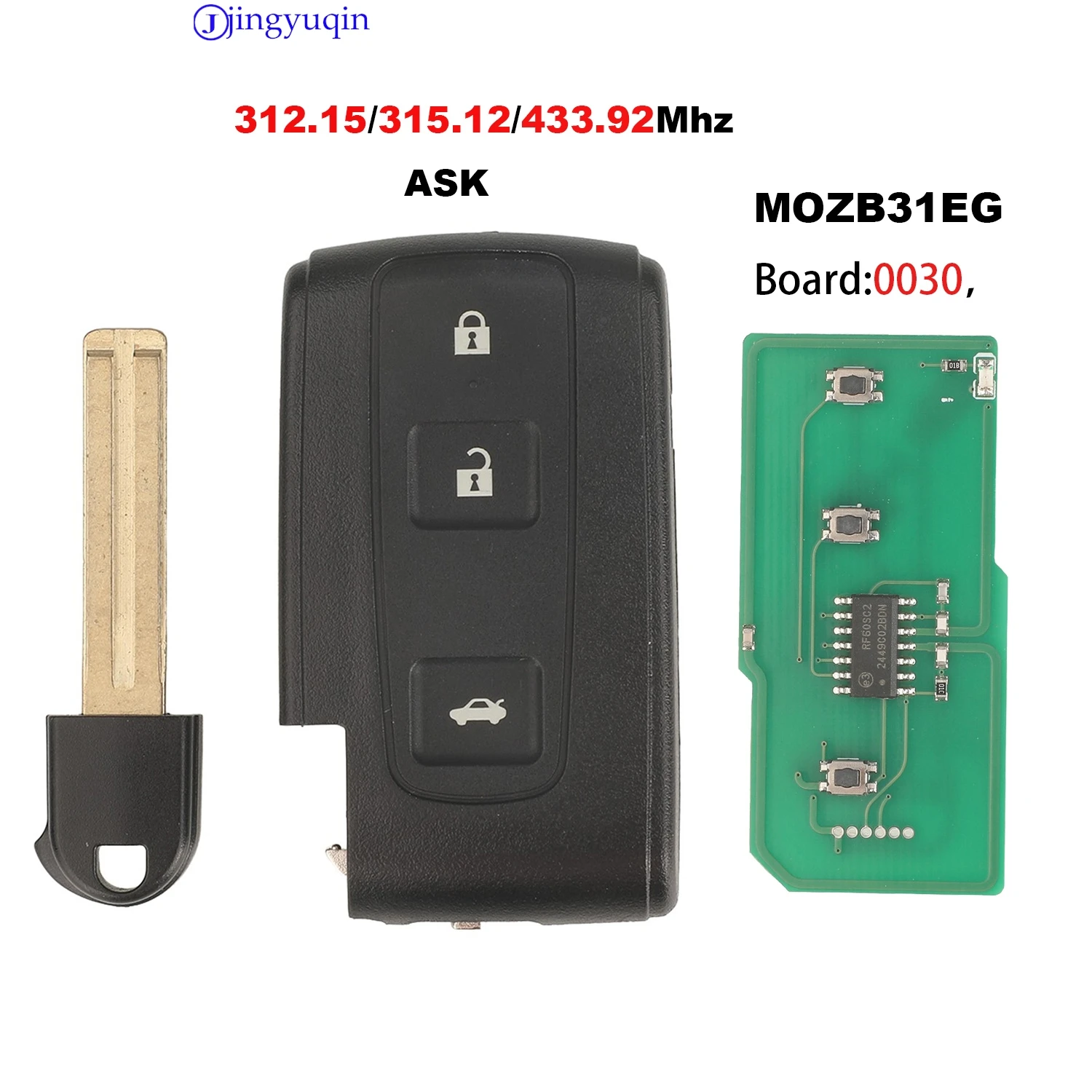 Jingyuqin لتويوتا بريوس 2004 -2009 السيارات الذكية عن بعد بدون مفتاح الذهاب مفتاح 312.15/315.12/433MHz 4D رقاقة مفاتيح FCC MOZB31EG