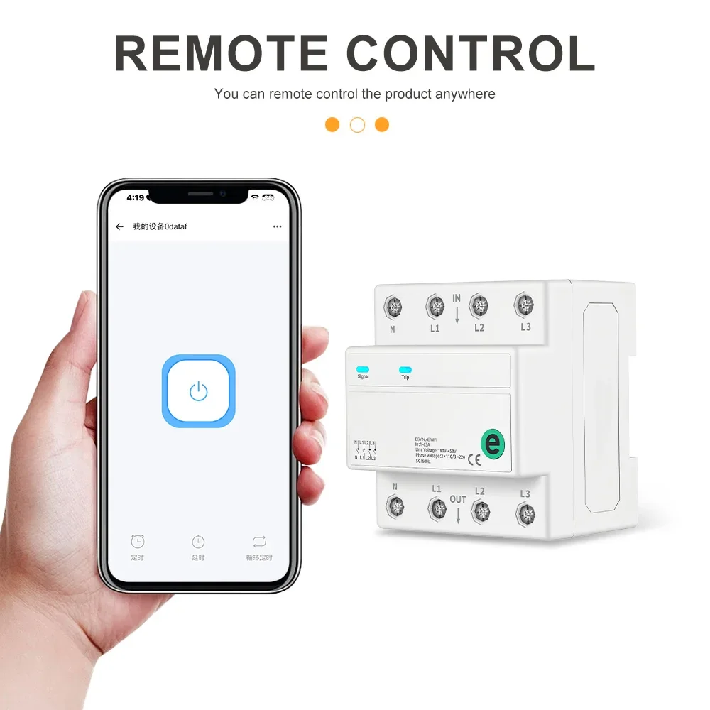 Schienentyp 4P 3-phasig 4-Draht eWeLink WiFi Intelligenter Schutzschalter Fernsteuerung Sprachsteuerung Countdown-Timer Luftschalter Relais Letzter Status – Detail 5