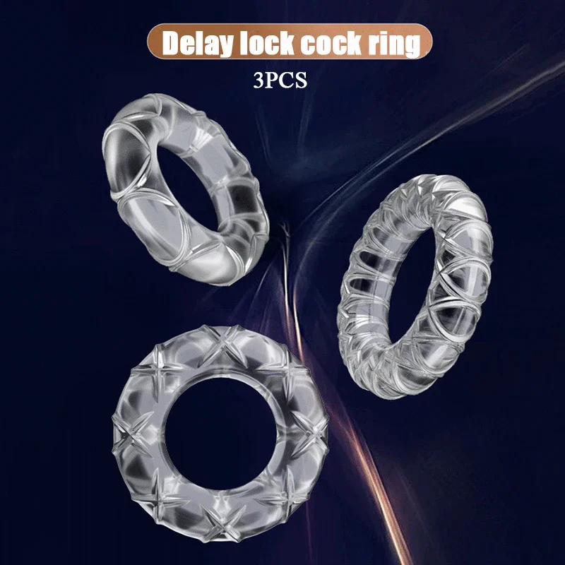 3PCS แหวนอวัยวะเพศชายแหวน Transparentbondage Erection DELAY Ejaculation Reusable อวัยวะเพศชายเพศของเล่นสําหรับผู้ชาย