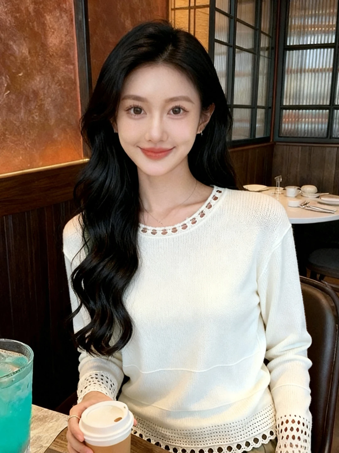 

Autumn Winter Loose Knitted Long Sve Hollow out Ne T-irt Women's round Ne Pullover Sweater Base irt Korean Sle