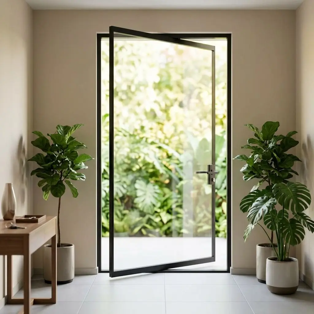 Fashion Designs Main Entrance Aluminum Glass Door Center Pivot Arched Revolving Doors Rainproof Manual Transparent Pivot Doors