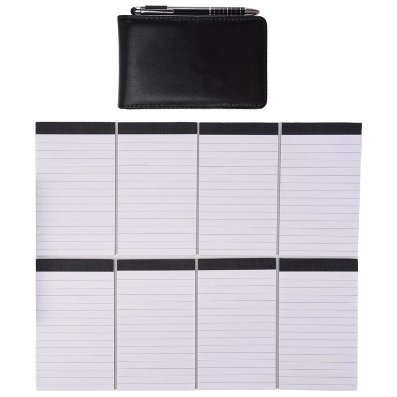 mini pocket notepad holder conjunto com caneta de metal pocket notebook recargas preto 10 pcs 01