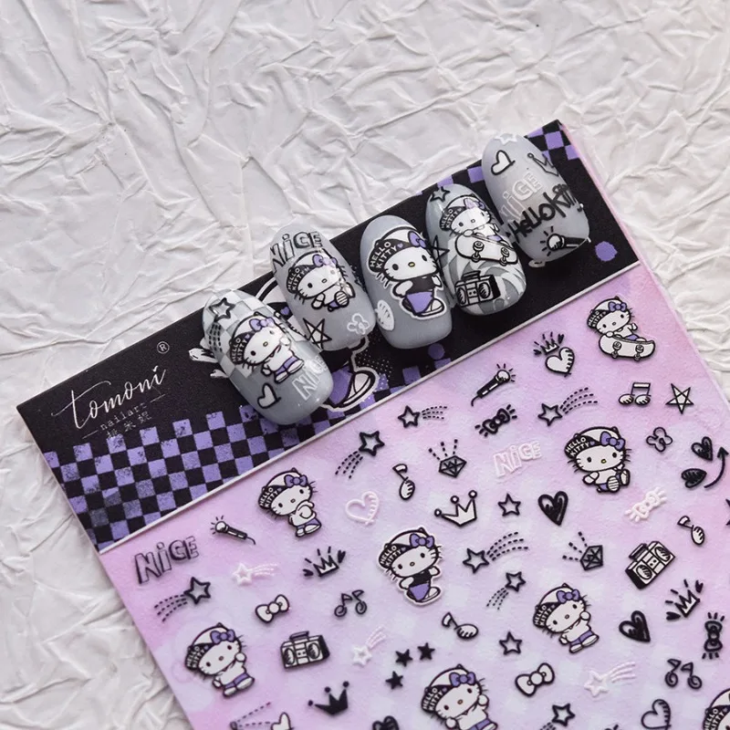 

Kawaii Kuromi Nail Stickers for Women Anime Cartoon Sanrio Ladies' Nail Decoration Dark Series Nail Products Girls Holiday Gifts