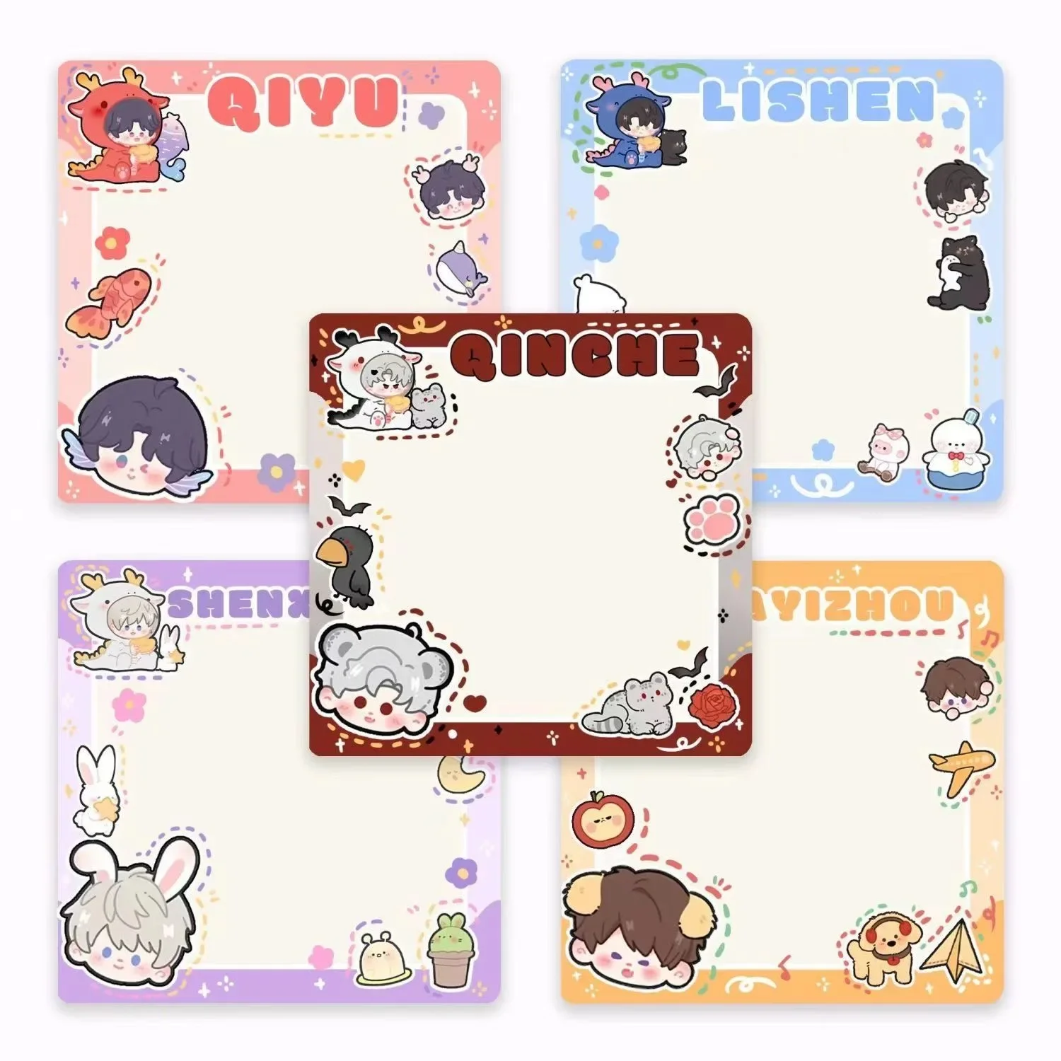 4 шт., блокнот в стиле аниме «Любовь и глубокое пространство Силус», липкие заметки, милые канцелярские этикетки, блокнот, планировщик, наклейка, школьные принадлежности, подарок