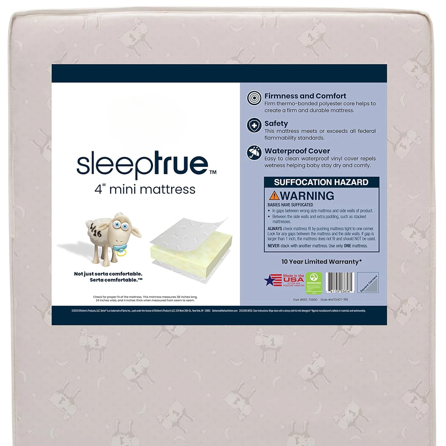 

Serta SleepTrue Mini Crib Mattress and American Baby Company 3 Pack Fitted Mini Crib Sheet Set for Boys and Girls