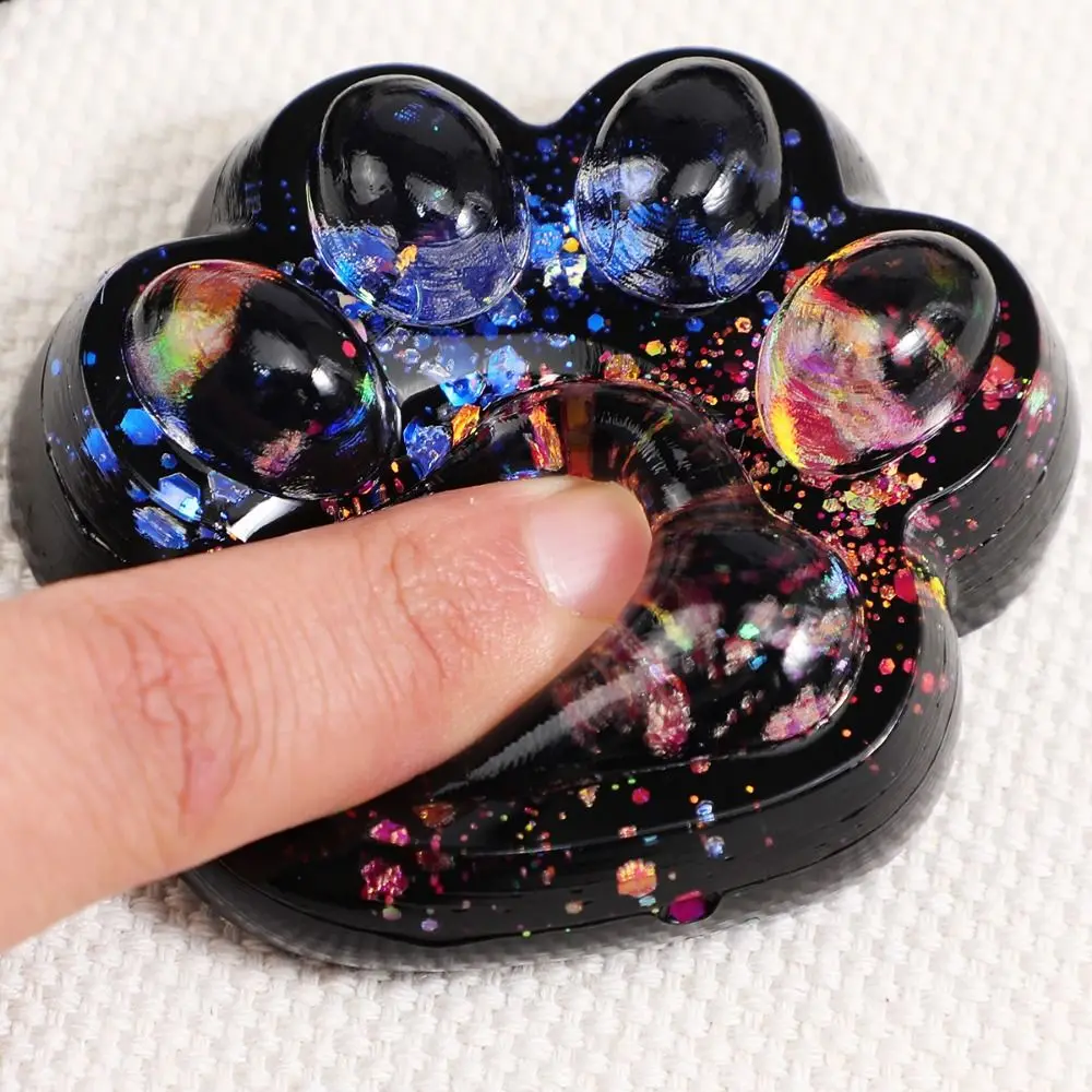 Blingbling lento rebote gato pata squeeze brinquedo brilhante cubo transparente gato pata brinquedo fidget colorido amassar gato pata pitada brinquedo