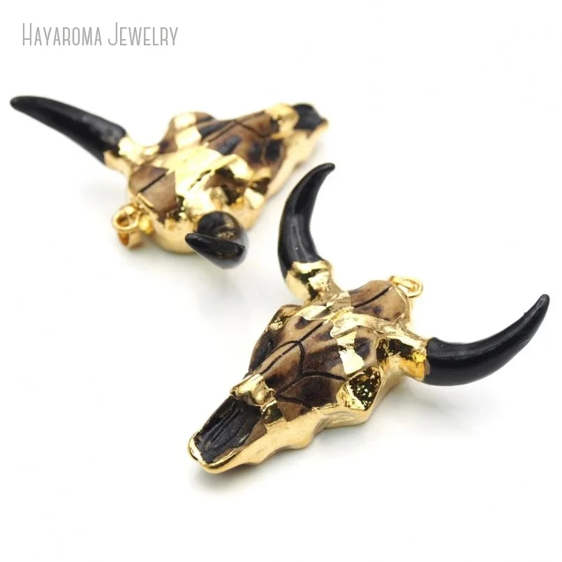 5Pcs Cow Head Bull Cattle Skull Steer Pendant Southwestern Texas Longhorn Jewelry Charm