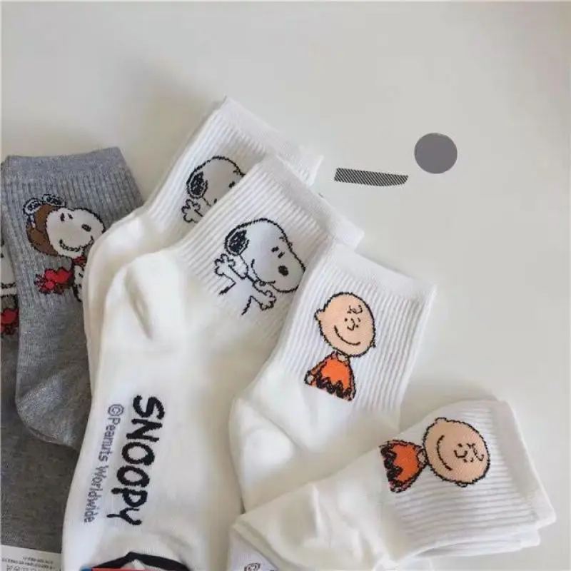 

2024 New Snoopy Socks Kawaii MINISO Cute Anime Summer Short Tube Boat Socks Sweat Absorbing and Breathable Short Socks Anti Slip