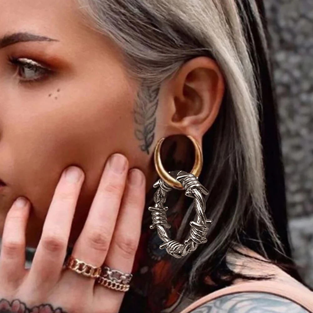 Casvort 2PCS Ohr Gewichte Kleiderbügel Bahre Expander 316 Edelstahl Neue Ankunft Seil Knoten Piercing Körper Schmuck Frauen Männer – Detail 19