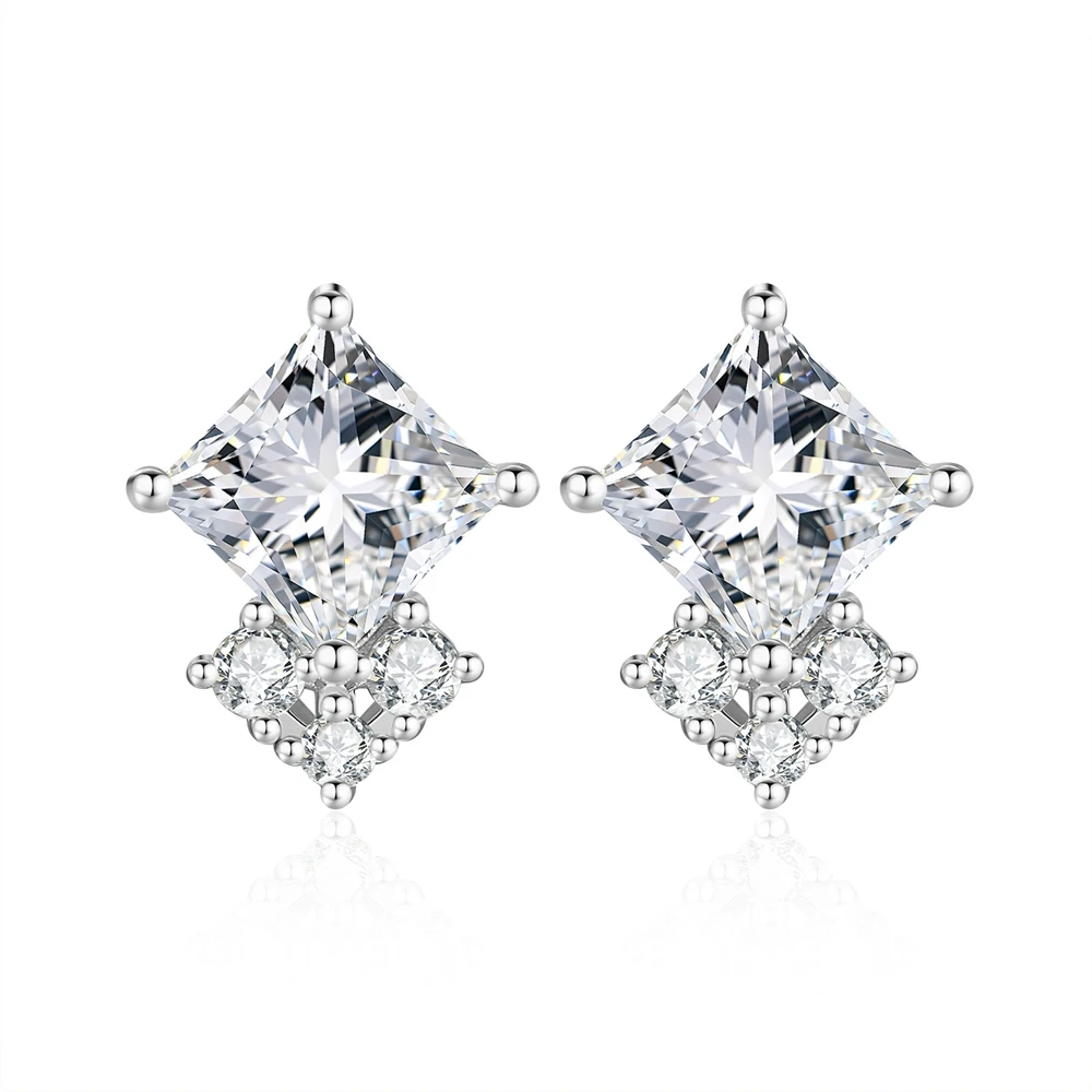 D Color VVS1 2ct Moissanite Earrings S925 Sterling Silver Ear Studs for Woman Birthday Mother's Day Party High-End Jewelry Gift