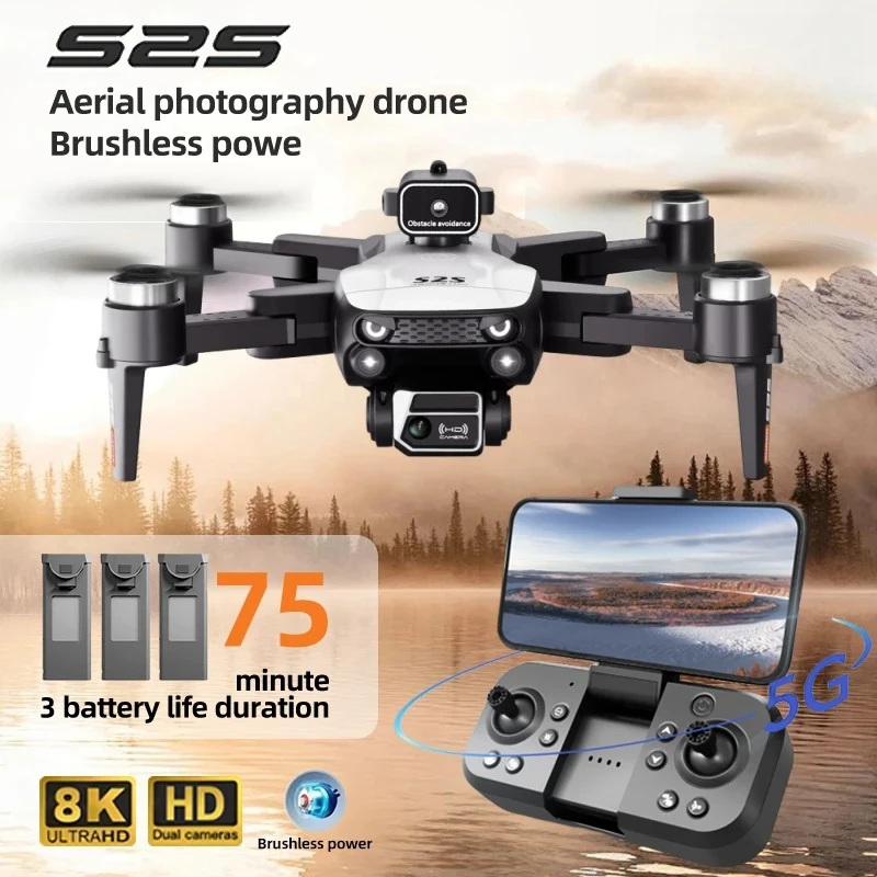 

Дрон XIAOMI S2S Mini 8K HD, профессиональный, с двойной камерой 4K, обходом препятствий, бесщеточным двигателем, складной радиоуправляемый квадрокоптер, игрушка, подарок