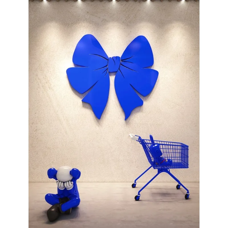 Clock in the background wall paste 3d three-dimensional word clothing store beauty shop live stream nail salon bar wall