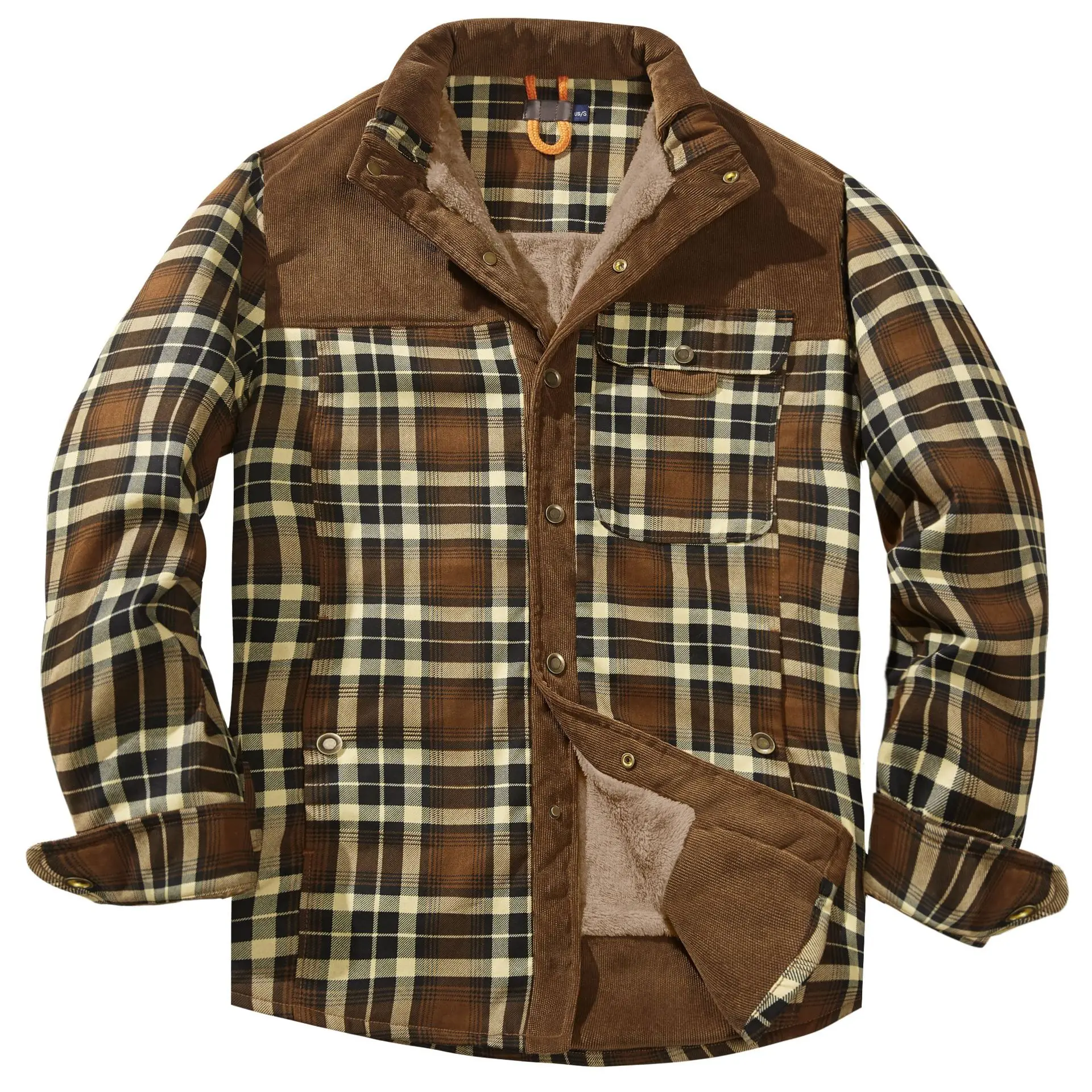 Winter Men Fleece Plaid Shirts Coats Long sleeved Loose Casual Shirts Jackets Quality Male Warm Shirts Jackets US SIZE 3XL