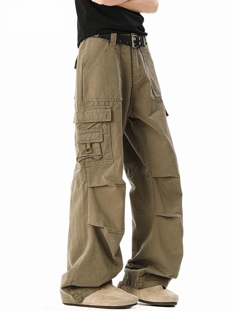 الأمريكية الرجعية العمل السراويل الرجال الصيف الاتجاه الجديد فضفاض سكين السراويل الرجال مستقيم سراويل تقليدية الشباب Vitali Sle القطن الدنيم