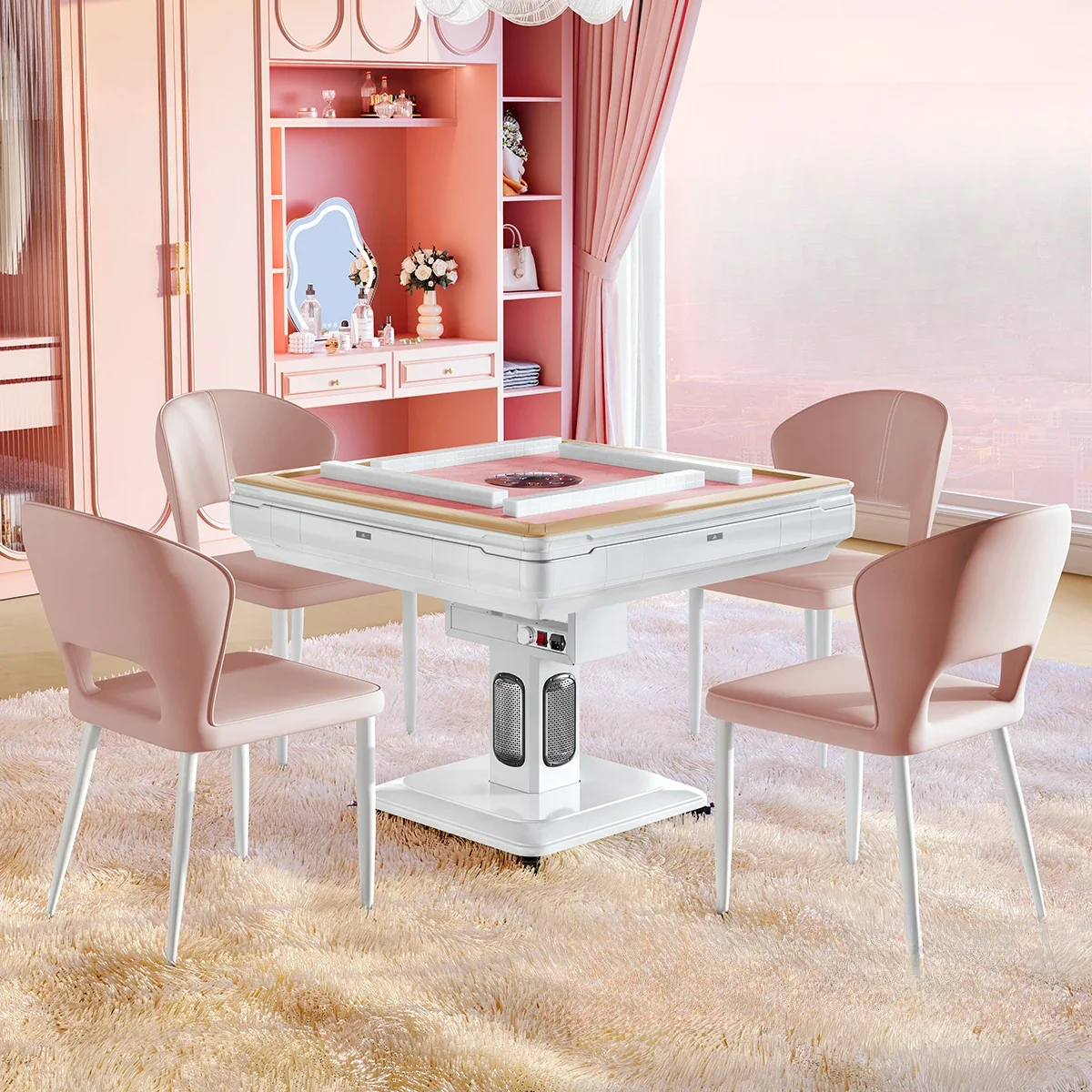 Master Ma Roze Mahjong Machine Volautomatische Huishoudelijke Elektrische Mahjong Tafel Mini Achtbaan Machine