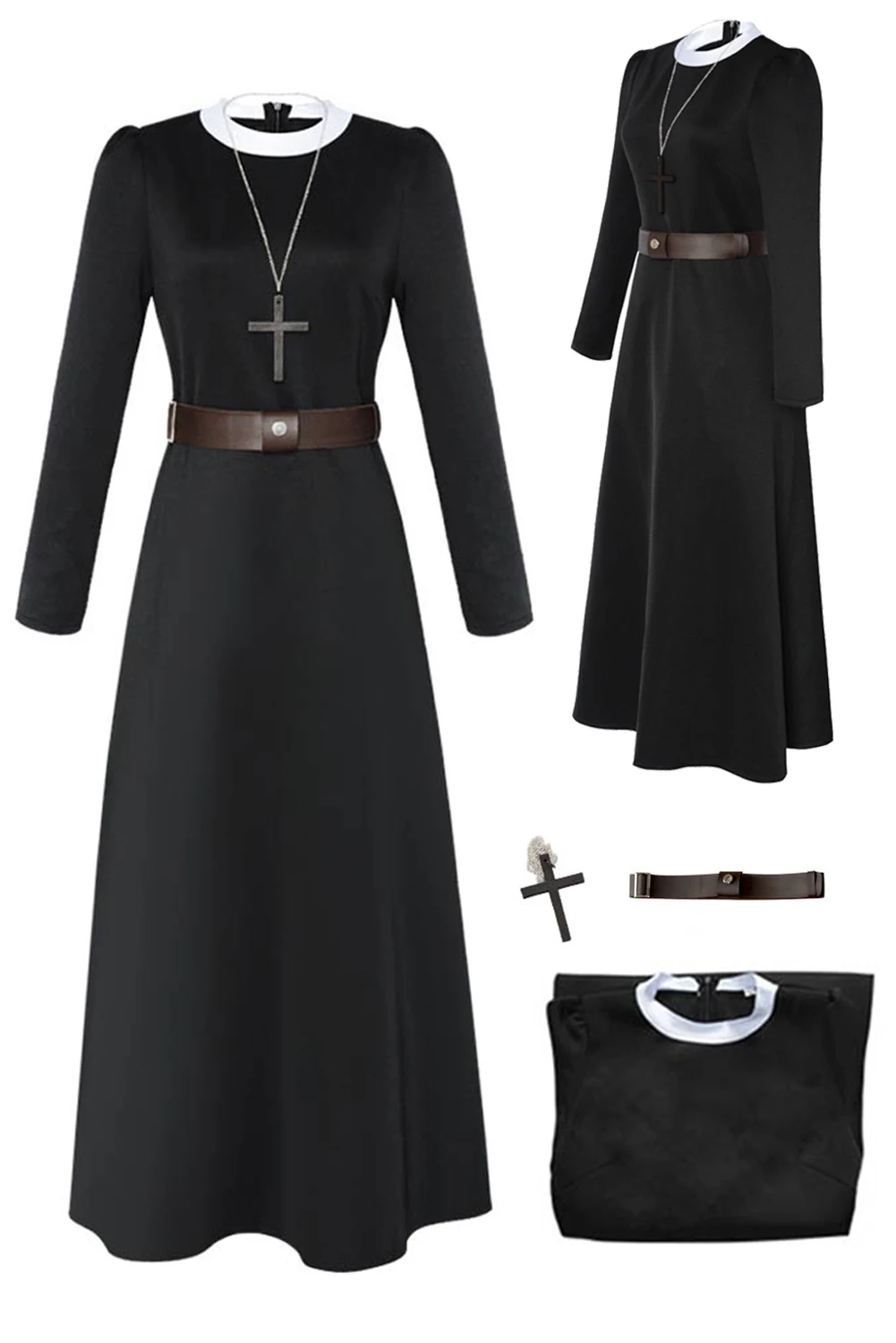 Wholesale Nun Cosplay Role Play Clothing Cross Necklace Horror Movie Costume Adult Women Roleplay Fantasia Outfit Female Fantasy