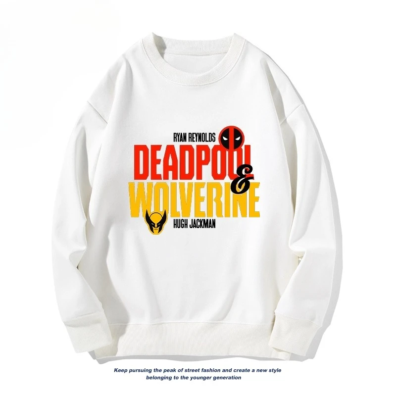 Deadpool y Wolverine Película Marvel Colaboración Sudadera con cuello redondo Chaqueta holgada de manga larga para hombres y mujeres