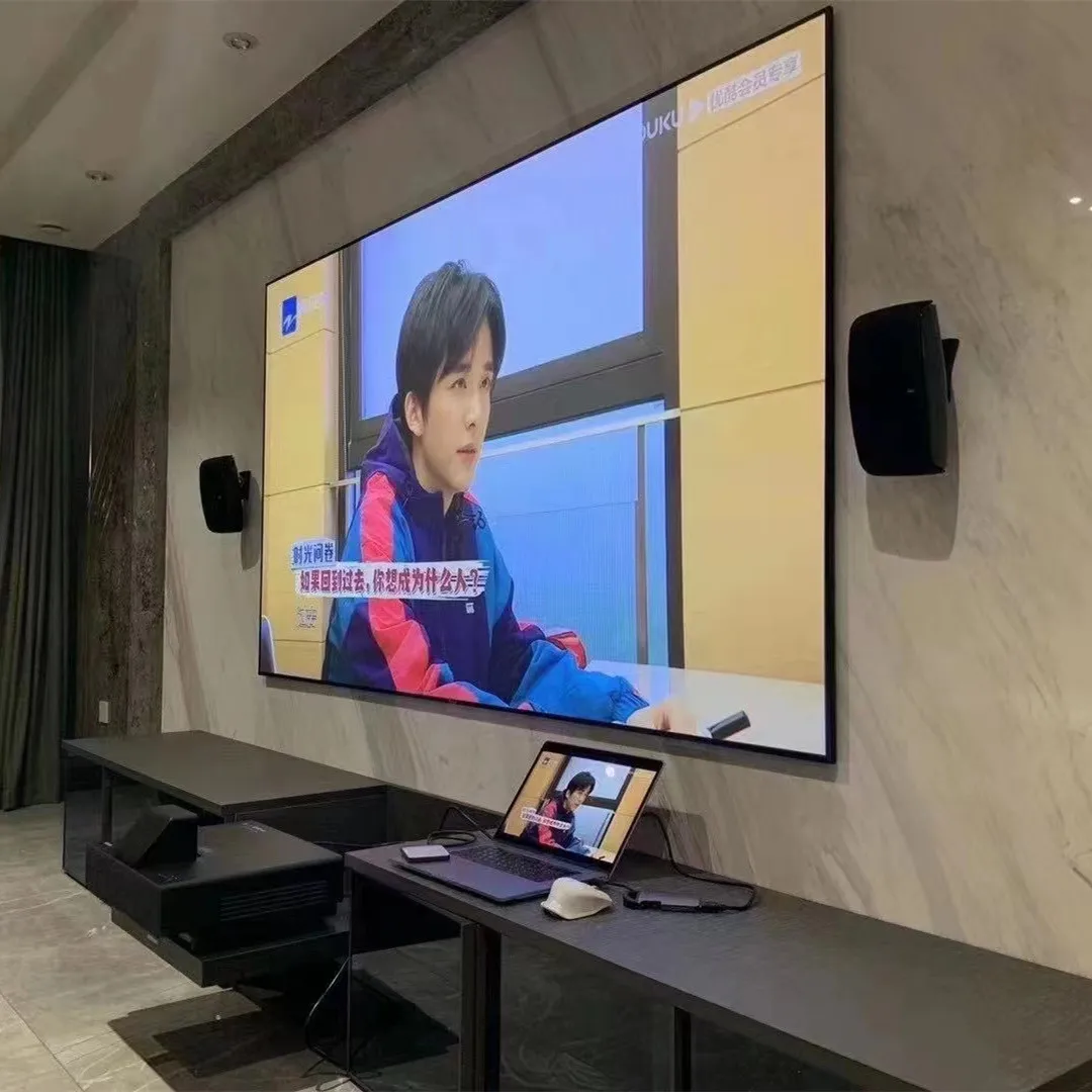 FUSTALRH-PT 100 ''120'' 16:9 UST CLR/ALR Pantalla de proyección de marco estrecho con cristal negro PET para proyector láser Wemax A300