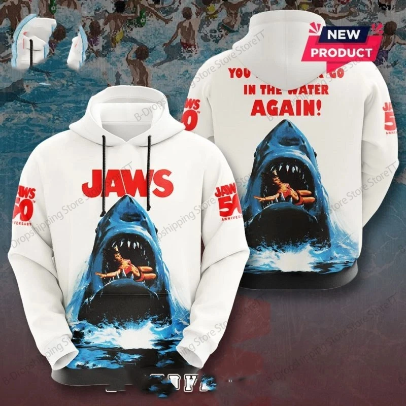 Sudaderas con capucha para hombre, película de terror de mandíbulas, Sudadera con capucha con estampado 3d, sudaderas con capucha de moda para hombre y mujer, Sudadera con capucha informal, abrigo de tiburón, Sudadera, ropa para hombre