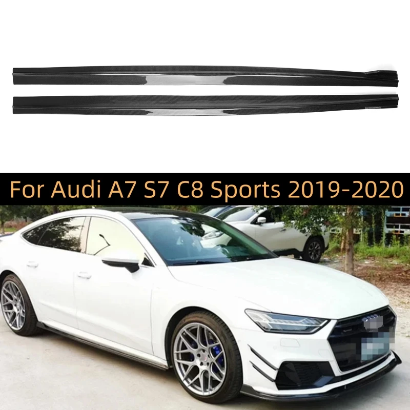 For Audi A7 C8 S7 Sports 2019 2020 High Quality Carbon Fiber Bumper Lip Side Skirt Splitters Cover