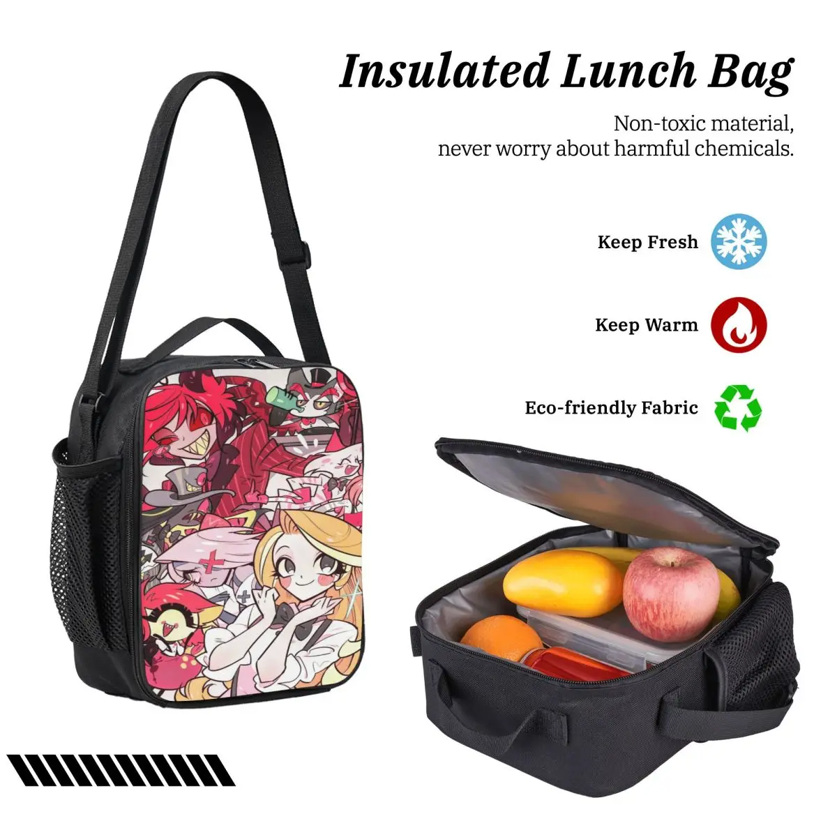 3 قطعة فندق Hazbines Alastor Vox 2 مجموعة حقائب الظهر للأطفال صناديق قلم رصاص مجموعات حقائب الكتب مع صندوق الغداء لطلاب المدارس Daypack #4