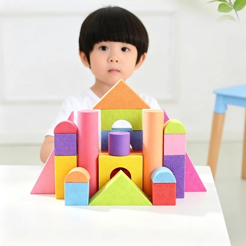 Colorful Soft Building Blocks Set EVA Foam Kids Multi Shape Stacking Construction Toy Lightweight Kid Educational Play Blocks