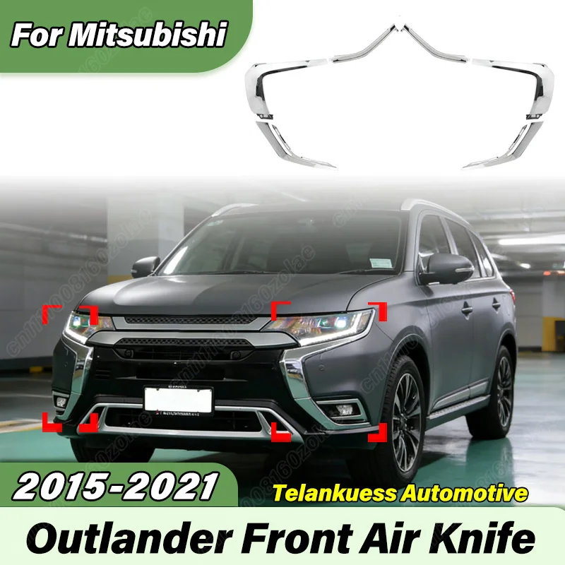 

For Mitsubishi Outlander 2015 2016 2017 2018 2019 2020 2021 Car Chrome Plated Decorative Strip on The Front Bumper Body Kit