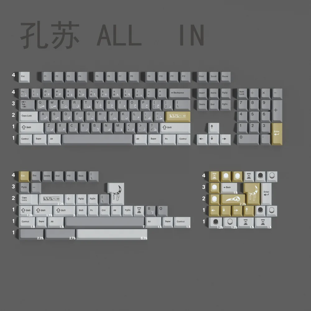 

PBT Keycaps Khonsu Keycaps Cherry Profile 5-sided Dye Sub Key Cap 2.25U 2.75U For MX Mechanical Keyboard 61 64 66 75 87 98 108