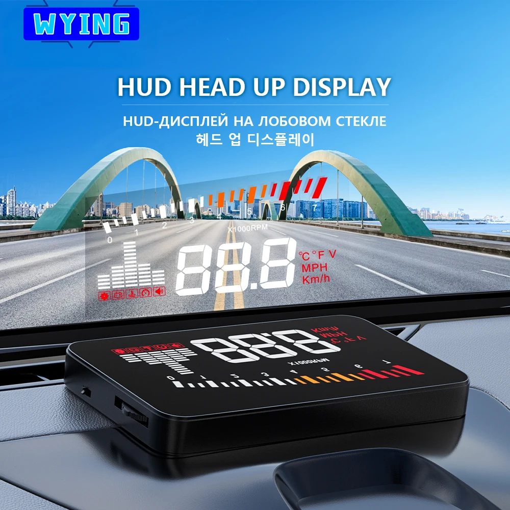 

WYING X5 OBDII EUOBD Car Auto Head Up Display Speedometer RPM HUD Speed Water Alarm On-board Computer KMH MPH