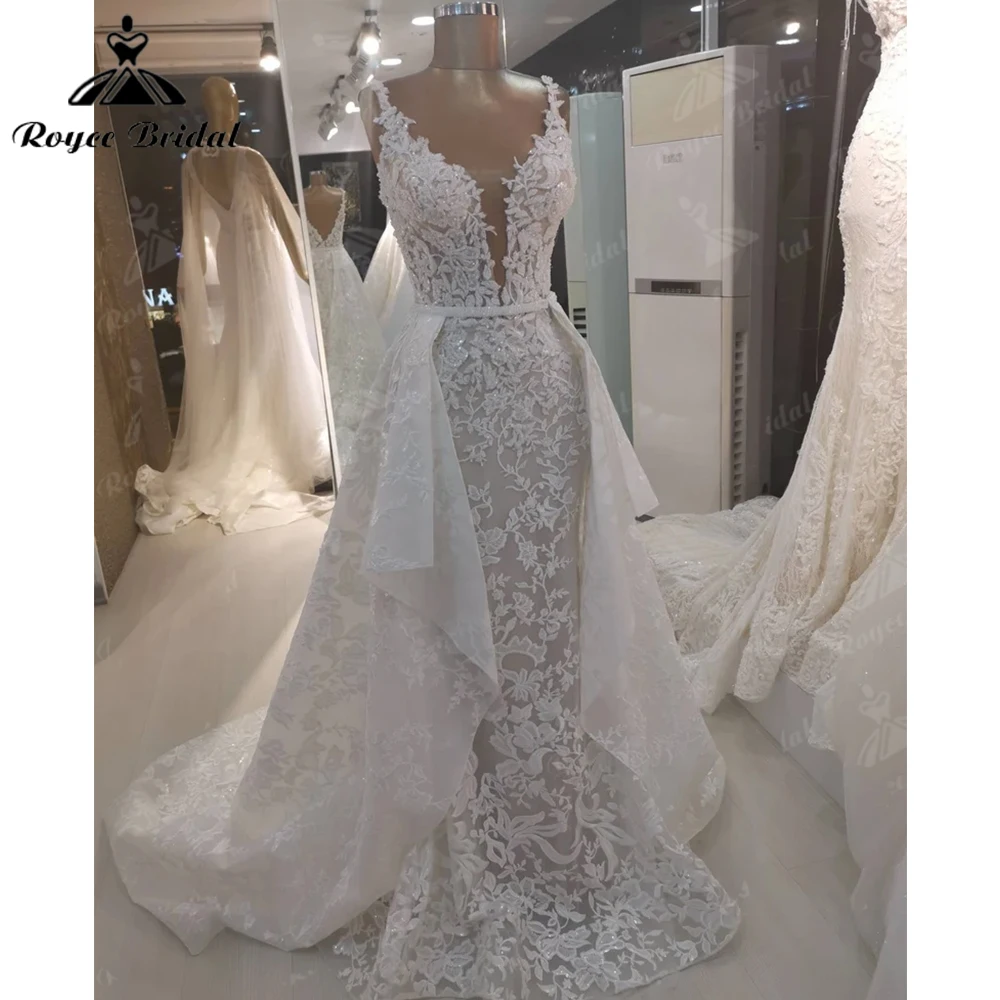 Mermaid Wedding Dress with Detachable Skirt Luxury Women Wedding Gowns Vestido De Novia 2023 Gorgeous Bridal Lace Boho