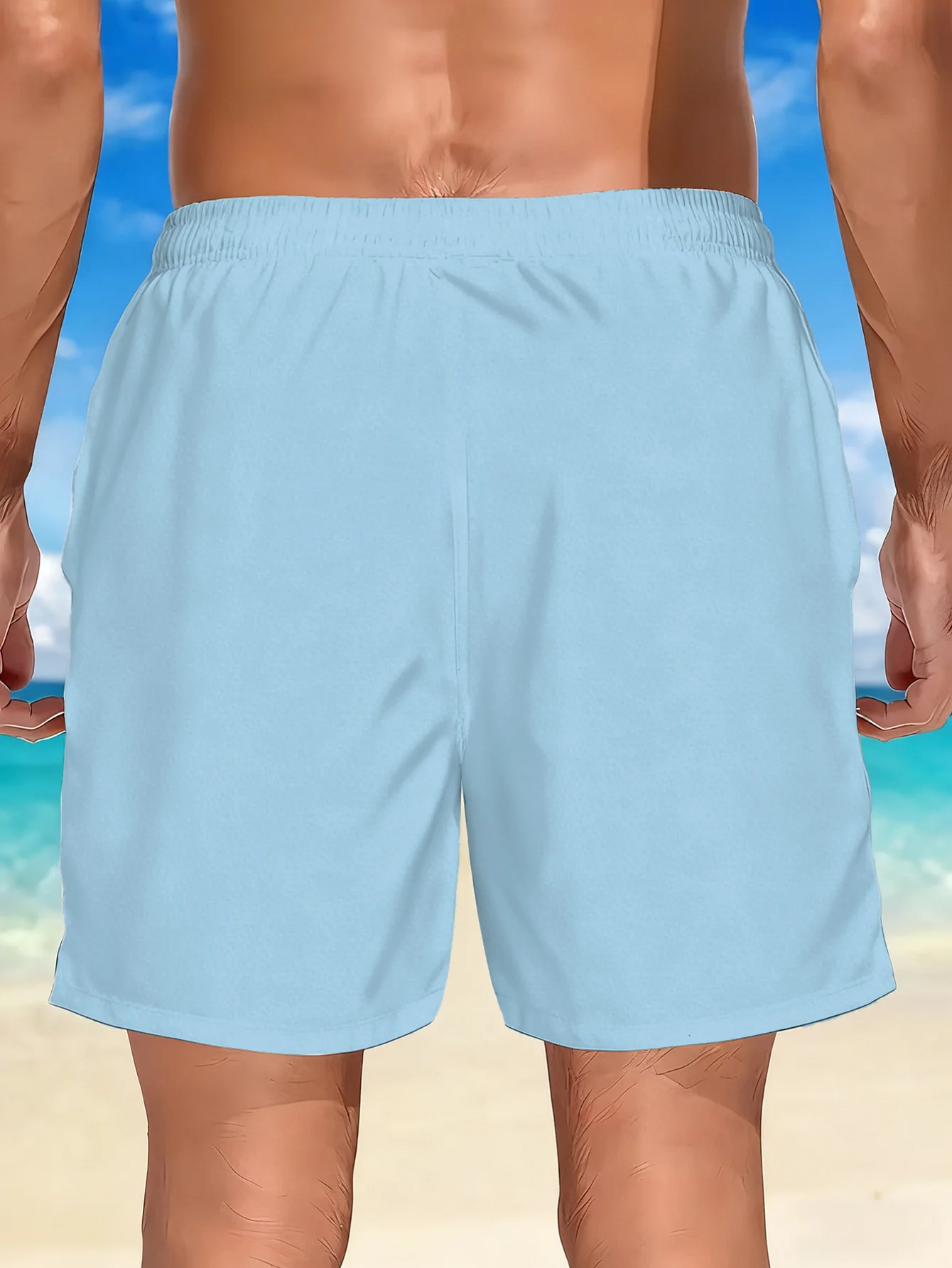 Men'S Quick-Drying Swimming Trunks, Featuring a Vibrant Red And Black Geometric Print Design, Casual, Suitable for Beach