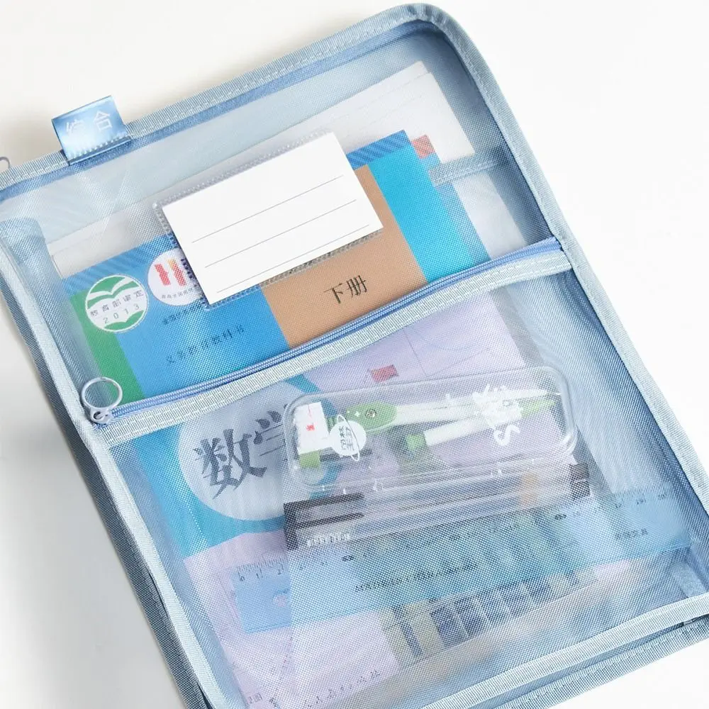 A4 Testpapier Opbergtas L-vormige Grote Capaciteit Briefpapier Organizer Pouch Verdikte Mesh Rits Bestandsmap Tas Studenten