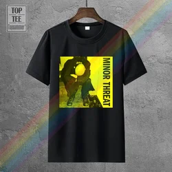 T-shirt manches courtes homme, estival et jaune, avec impression Minor Threat, hipster, noir