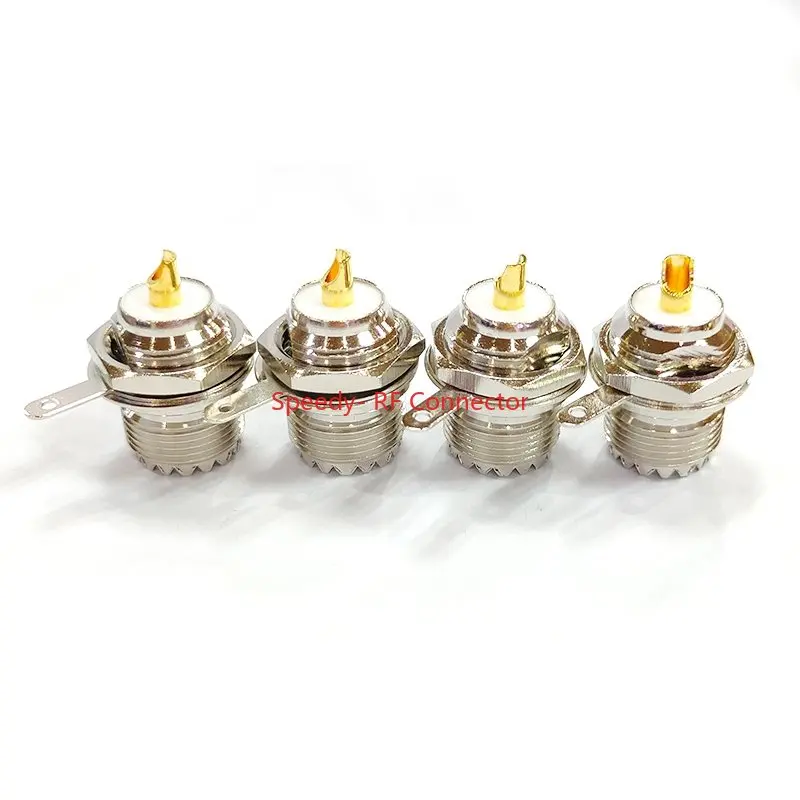 2PCS SO239 UHF SL16 Female Jack Socket Chassis Panel Mount Connector 2Hole 4hole Flange Coax Adapter Fast Delivery Brass