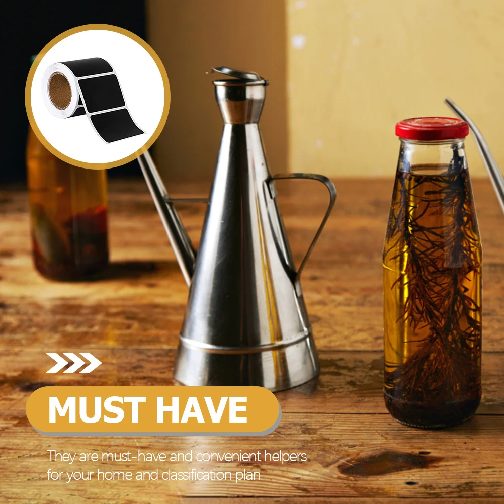 

1 Roll DIY Waterproof Name Tag Stickers Blank Self Adhesive Labels Black Name Tags Home Office Reminder Notes