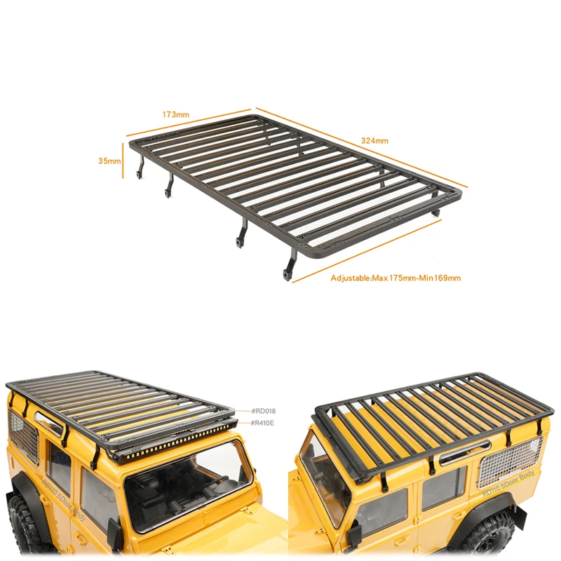 Roof Rack Multi-functional Loading Platform 313mm/324mm Wheelbase for 1/10 RC Crawler Car Traxxas TRX4 Defender RD110 DIY Parts