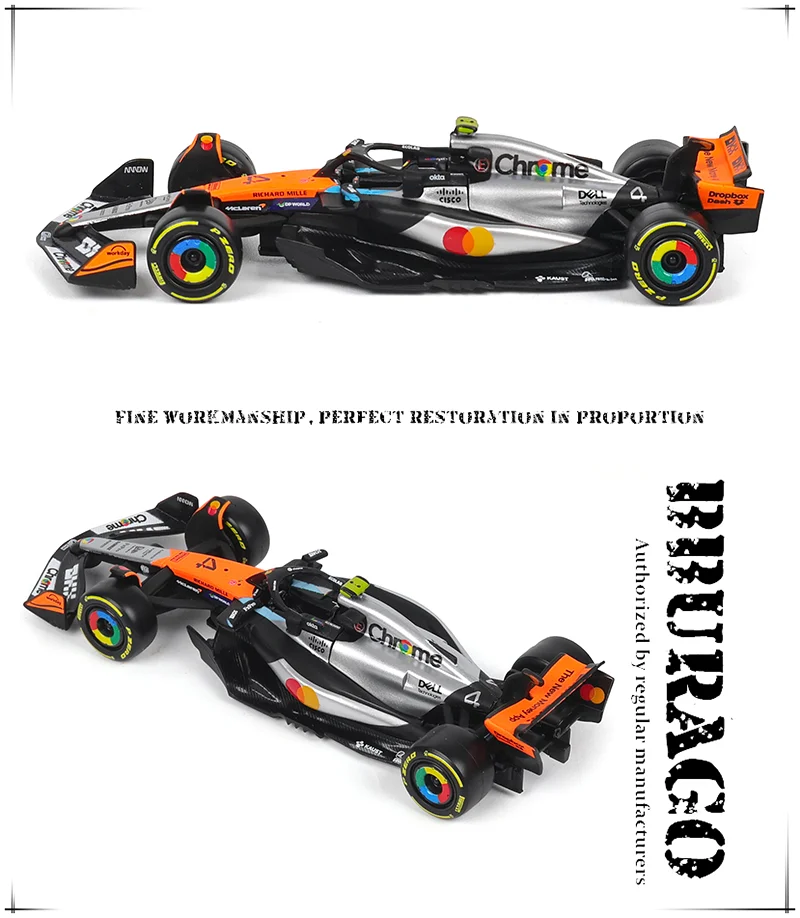 Bburago 1:43 2025 F1 McLaren MCL39 Britischer Großer Preis # 4 Lando Norris # 81 Oscar Piastri Legierungsauto Druckguss-Modell Spielzeug Sammlerstück – Detail 4