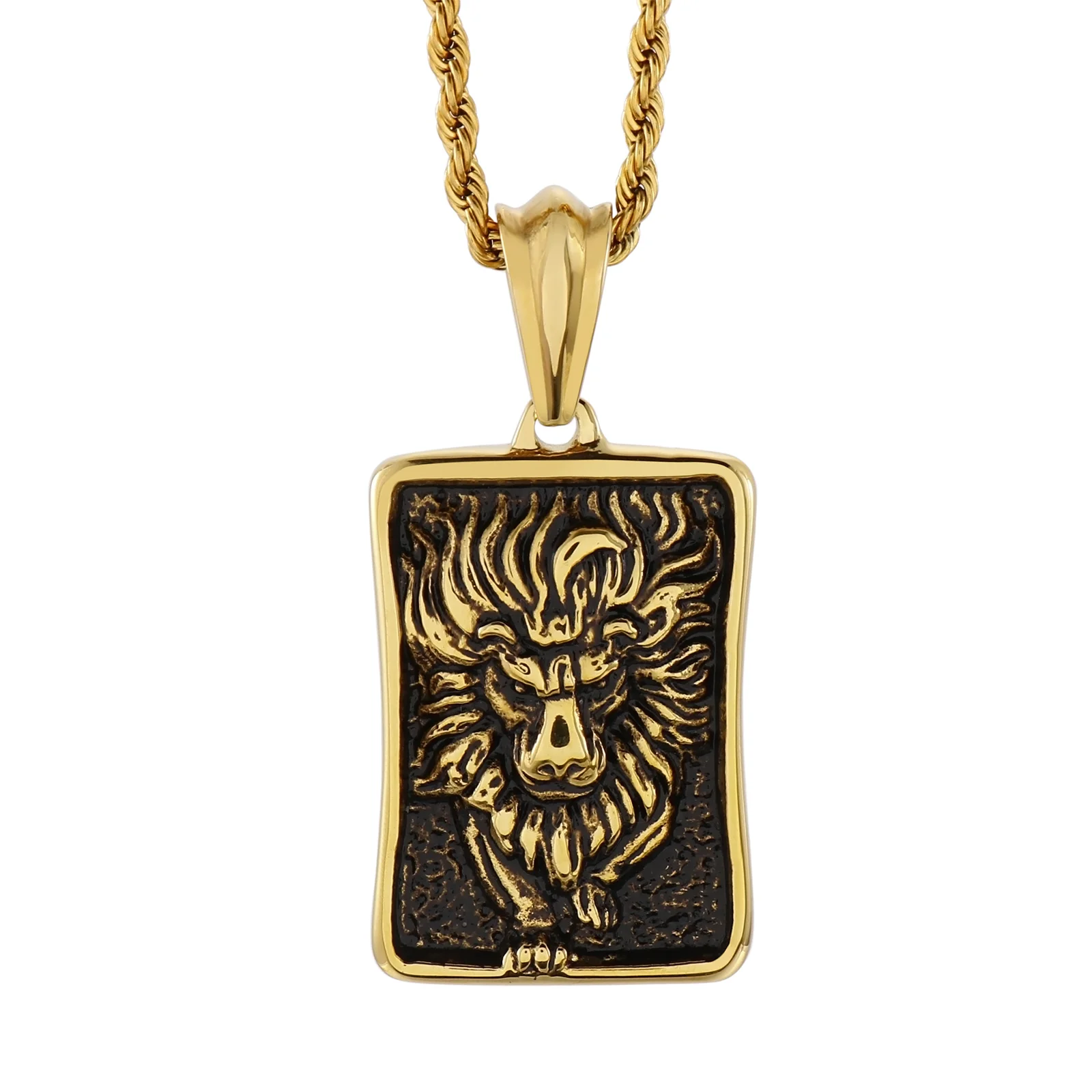 

Trend Animal Pendant For Men Vintage Stainless Steel Ladies Necklace Multi Size High Quality Twisted Chain Metal Jewelry Gift