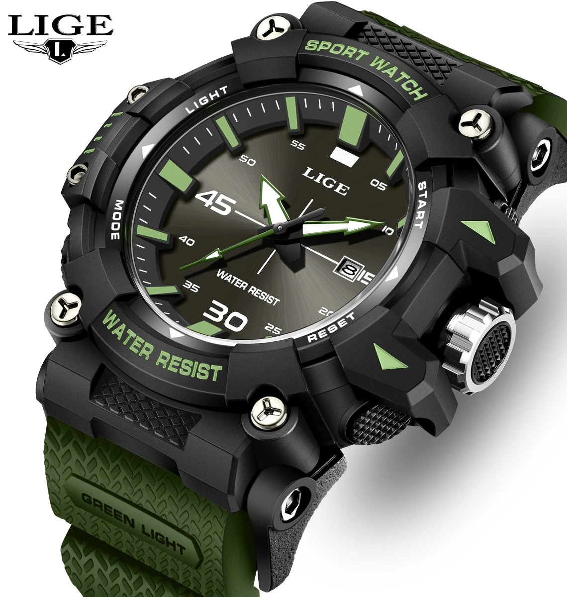 

LIGE Men's Watch Fashion Sports Outdoor Wristwatch Active Lifestyle Quartz Man Wristwatches Waterproof Luminouns Antishock Clock