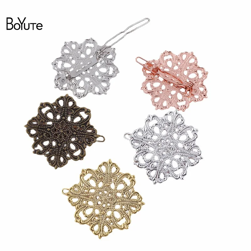 BoYuTe (20 Pieces/Lot) 42MM Filigree Flower Hair Clips Frog Hairpins Vintage Hair Accessories Wholesale