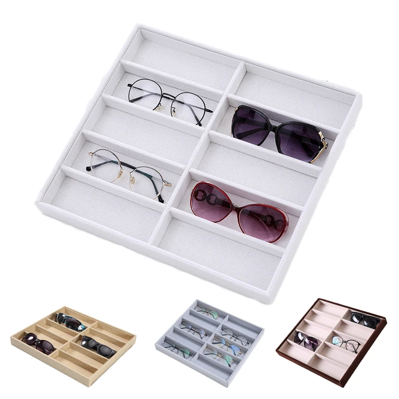 

10 Checks Sunglasses Storage Organizer Box Eyewear Display Case Collector Eyeglass Stand Jewlry Box for Women Men New High Grade