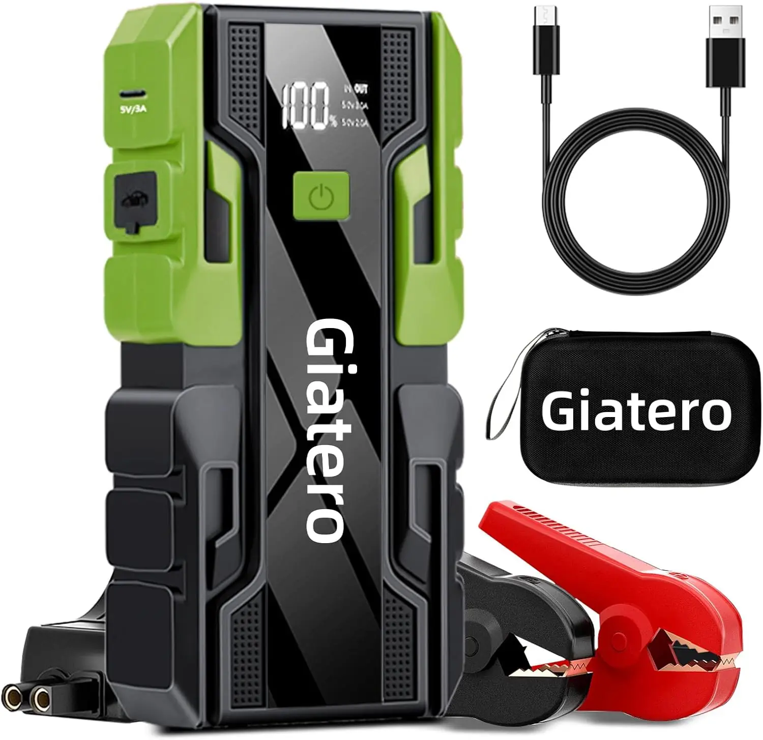 COCY001 4000A Car Jump Starter - وصلة بطارية محمولة عالية السعة - صندوق قفز مع مصباح يدوي ومنافذ شحن سريعة