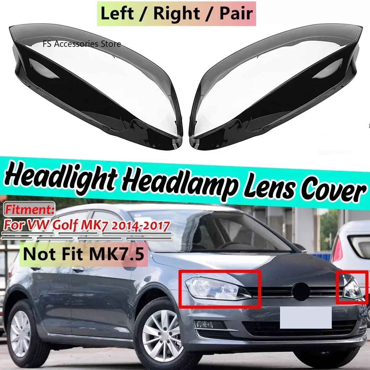 

Car Front Headlamp Headlight Lens Cover For Volkswagen VW Golf 7 MK7 GTI 2014 2015 2016 2017 Clear Transparent Lampshade Cover