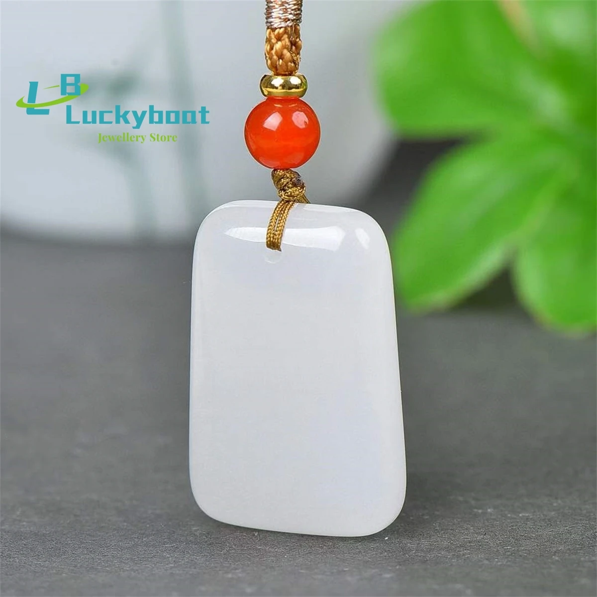 Natural Gold Wire White Jade Double Drum T Ping An Brand Pendant Simple and Personalized Fashion Versatile for Men and Women