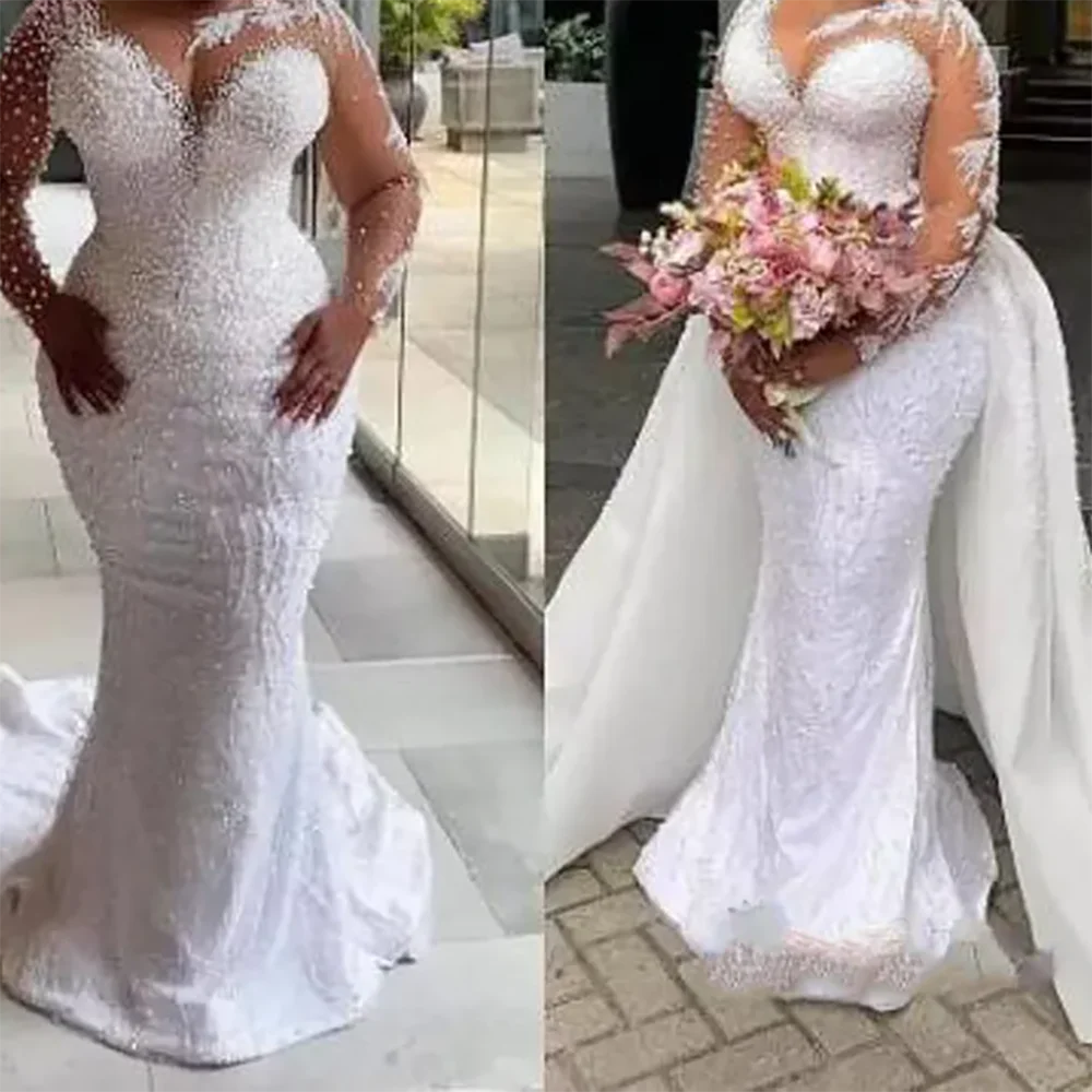 

Luxury Sweetheart Beading Africa Lace Up Mermaid Bride Wedding Dresses Bridal Gowns Customized