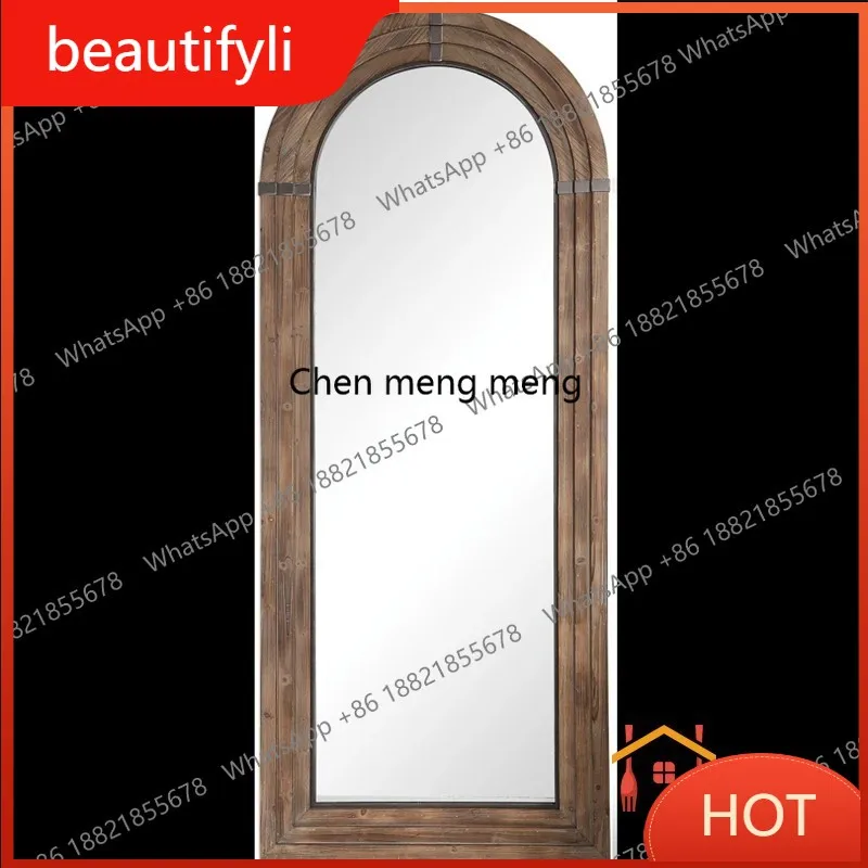 D80 Arch full-length mirror, bedroom wall-to-wall dressing mirror, new Chinese wall-mounted arch American B&B floor mirror