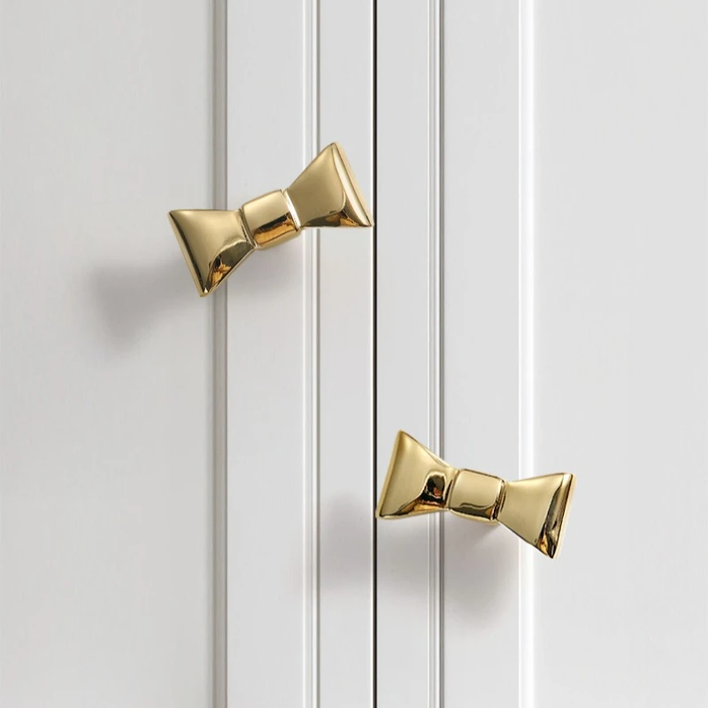 Artistic Bowknot Solid Brass Knobs and Handles for Drawers Children's Room Decoration Cabinet Handles Shoe Cabinets Pulls