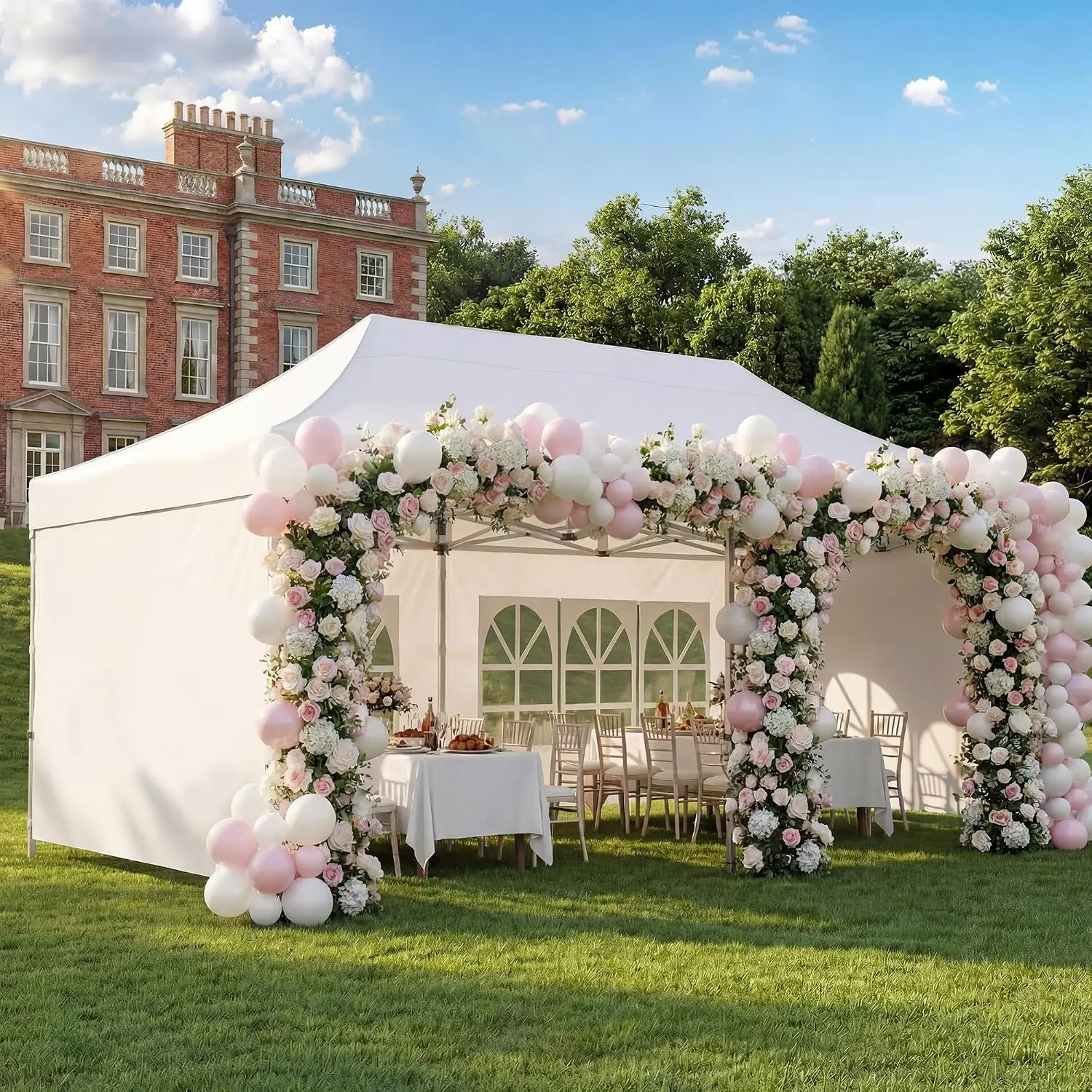 10x20 Party Tent for 15-30 People, Heavy Duty Outdoor Canopy with Removable Sidewalls & Roll-Up Door, Waterproof, Customized
