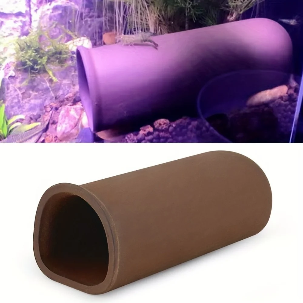 1pc Ceramic Cave Aquarium Use Fish And Shrimp Hideout Purple Sand Treated Conical Shelter Small Flat Bottom Aquarium Decoration